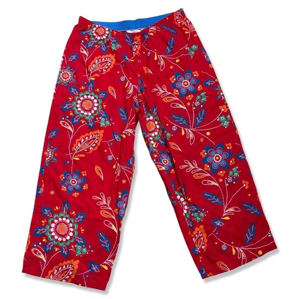 ⭐️XHILARATION Sleepwear Floral Red Wide-Leg Capri Pajama Pants